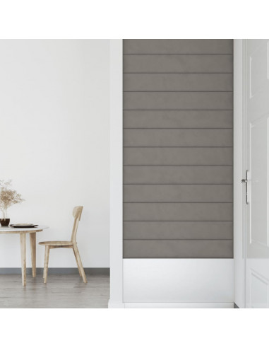 Pannelli Murali 12 pz Grigio Chiaro 90x15 cm Velluto 1,62 m²