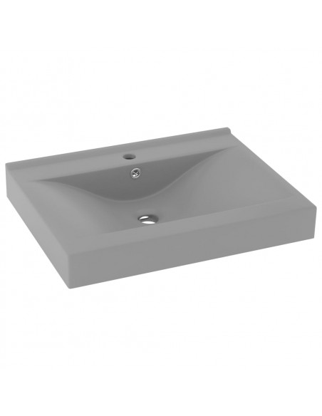 Lavabo con Foro Rubinetto Grigio Chiaro Opaco 60x46 cm Ceramica
