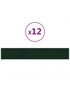 Pannelli Murali 12 pz Verde Scuro 90x15 cm Velluto 1,62 m² 2