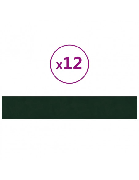 Pannelli Murali 12 pz Verde Scuro 90x15 cm Velluto 1,62 m²