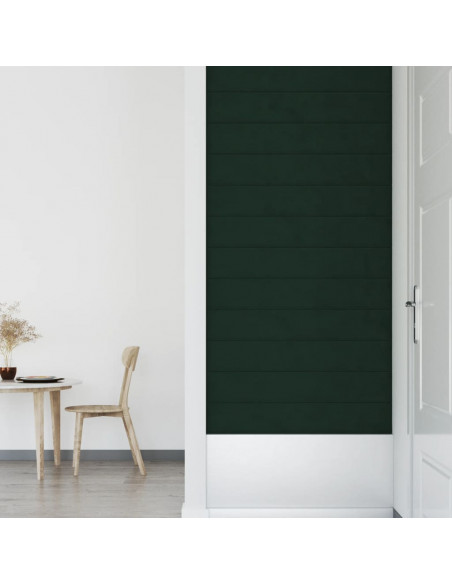 Pannelli Murali 12 pz Verde Scuro 90x15 cm Velluto 1,62 m²