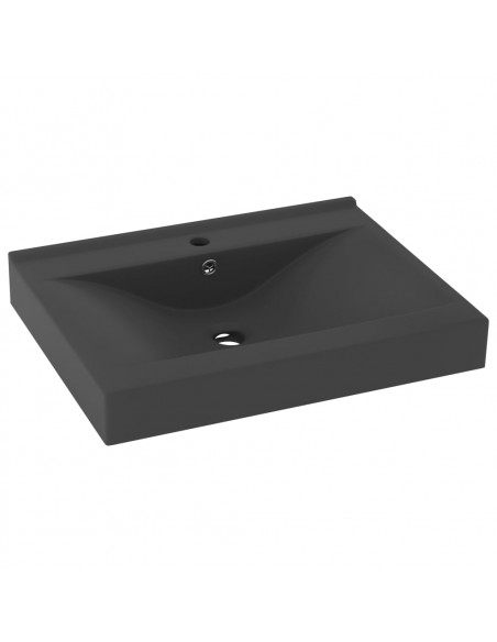 Lavabo con Foro Rubinetto Grigio Scuro Opaco 60x46 cm Ceramica