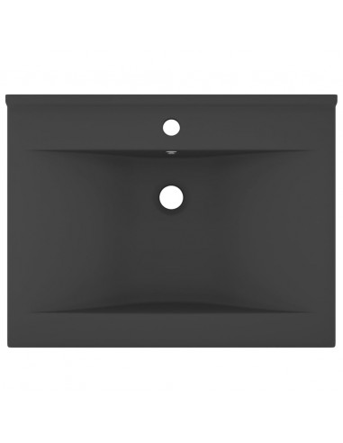 Lavabo con Foro Rubinetto Grigio Scuro Opaco 60x46 cm Ceramica