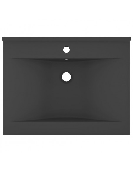 Lavabo con Foro Rubinetto Grigio Scuro Opaco 60x46 cm Ceramica