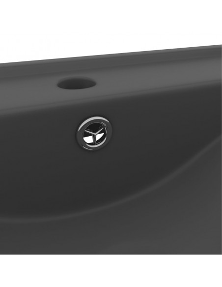 Lavabo con Foro Rubinetto Grigio Scuro Opaco 60x46 cm Ceramica