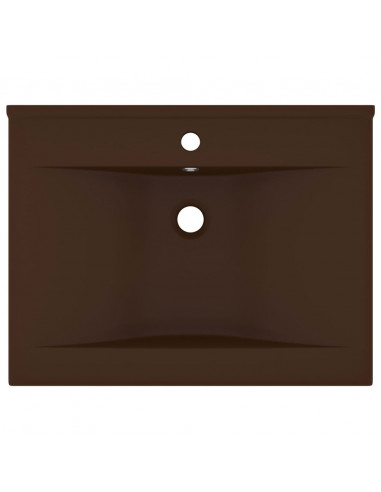 Lavabo con Foro Rubinetto Marrone Scuro Opaco 60x46cm Ceramica