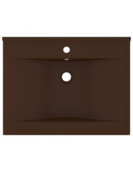Lavabo con Foro Rubinetto Marrone Scuro Opaco 60x46cm Ceramica
