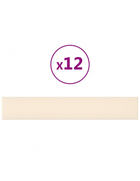 Pannelli Murali 12 pz Crema 90x15 cm Velluto 1,62 m²