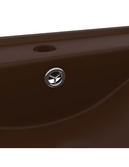 Lavabo con Foro Rubinetto Marrone Scuro Opaco 60x46cm Ceramica