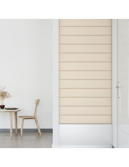 Pannelli Murali 12 pz Crema 90x15 cm Velluto 1,62 m²