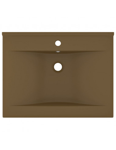 Lavandino con Foro Rubinetto Crema Opaco 60x46 cm in Ceramica