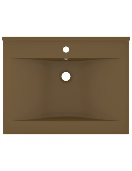 Lavandino con Foro Rubinetto Crema Opaco 60x46 cm in Ceramica