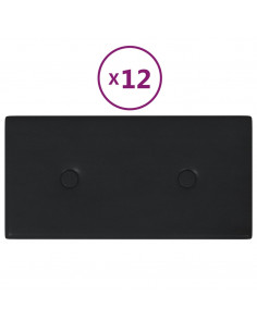 Pannelli Murali 12 pz Neri 30x15 cm in Similpelle 0,54 m² 2