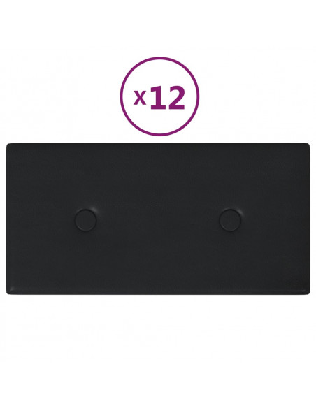 Pannelli Murali 12 pz Neri 30x15 cm in Similpelle 0,54 m²