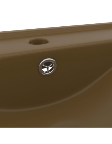 Lavandino con Foro Rubinetto Crema Opaco 60x46 cm in Ceramica