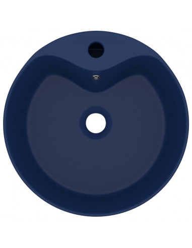 Lavandino con Troppopieno Blu Scuro Opaco 36x13 cm in Ceramica