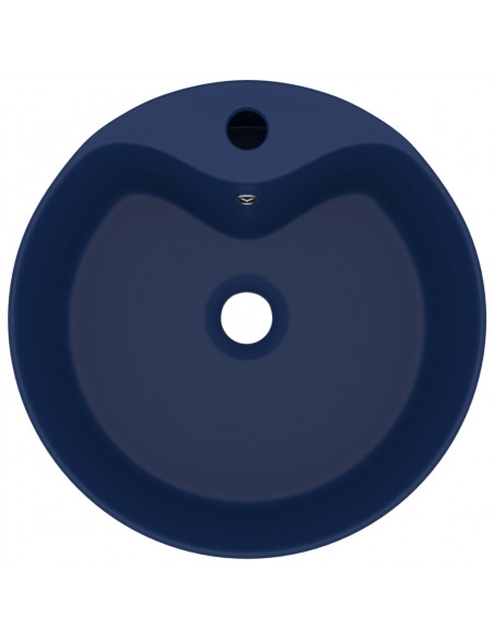 Lavandino con Troppopieno Blu Scuro Opaco 36x13 cm in Ceramica