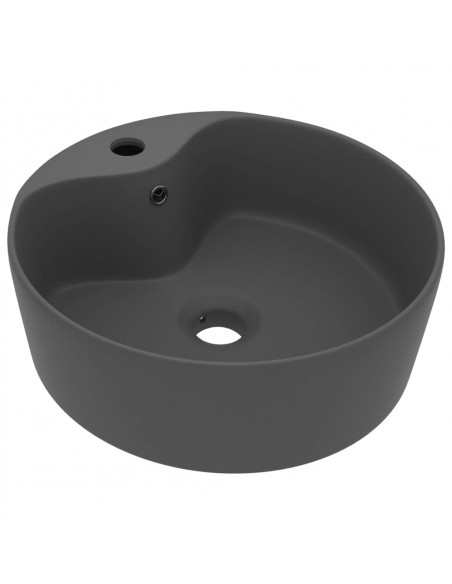 Lavandino con Troppopieno Grigio Scuro Opaco 36x13 cm Ceramica