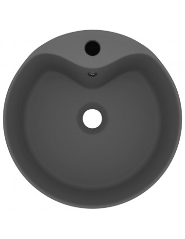 Lavandino con Troppopieno Grigio Scuro Opaco 36x13 cm Ceramica