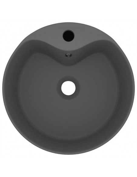 Lavandino con Troppopieno Grigio Scuro Opaco 36x13 cm Ceramica