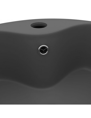 Lavandino con Troppopieno Grigio Scuro Opaco 36x13 cm Ceramica