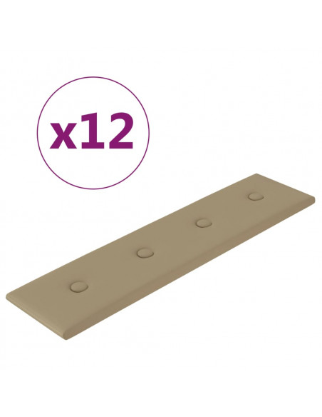 Pannelli Murali 12 pz Cappuccino 60x15 cm Similpelle 1,08 m²