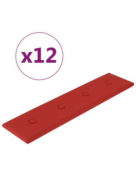 Pannelli Murali 12 pz Rosso Vino 60x15 cm Similpelle 1,08 m²