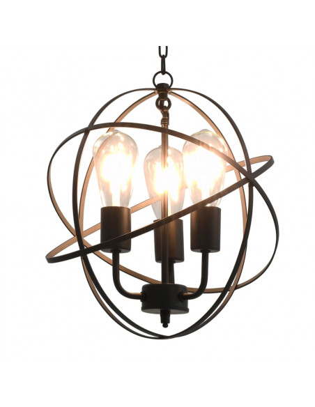 Lampada Sferica a Sospensione Nera 3 Lampadine E27