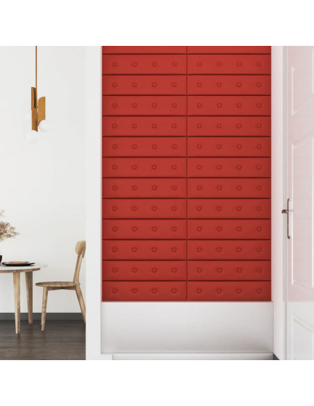 Pannelli Murali 12 pz Rosso Vino 60x15 cm Similpelle 1,08 m²