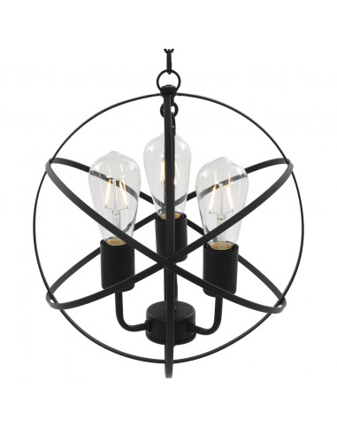 Lampada Sferica a Sospensione Nera 3 Lampadine E27