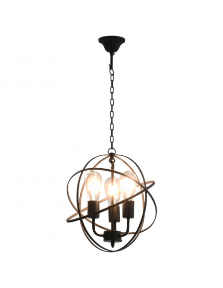 Lampada Sferica a Sospensione Nera 3 Lampadine E27