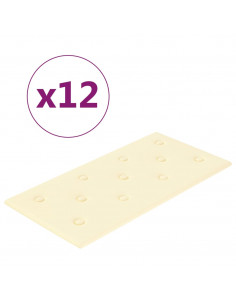 Pannelli Murali 12 pz Crema 60x30 cm Similpelle 2,16 m² 2