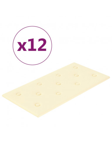 Pannelli Murali 12 pz Crema 60x30 cm Similpelle 2,16 m²