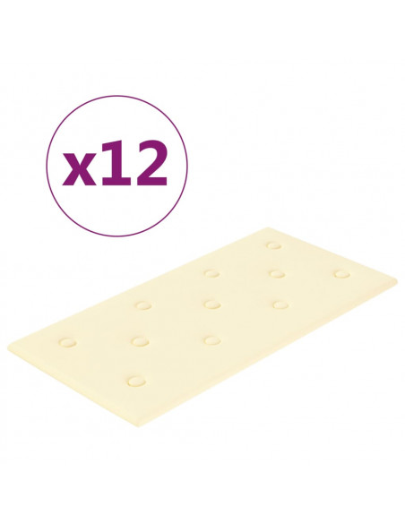 Pannelli Murali 12 pz Crema 60x30 cm Similpelle 2,16 m²