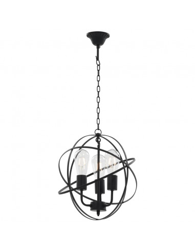Lampada Sferica a Sospensione Nera 3 Lampadine E27