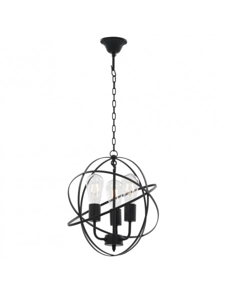 Lampada Sferica a Sospensione Nera 3 Lampadine E27