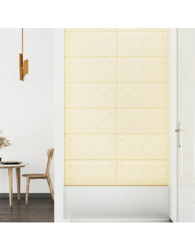 Pannelli Murali 12 pz Crema 60x30 cm Similpelle 2,16 m²