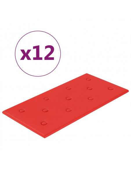Pannelli Murali 12 pz Rossi 60x30 cm Similpelle 2,16 m²