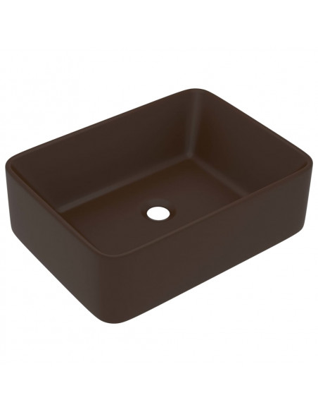 Lavandino Luxury Marrone Scuro Opaco 41x30x12 cm in Ceramica