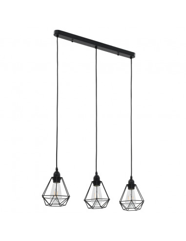 Lampadario con Design Diamante Nero 3 Lampadine E27