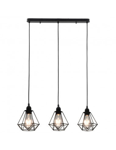Lampadario con Design Diamante Nero 3 Lampadine E27