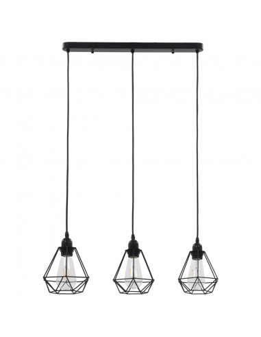 Lampadario con Design Diamante Nero 3 Lampadine E27