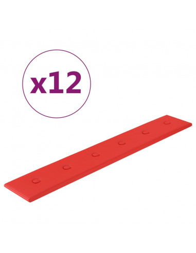 Pannelli Murali 12 pz Rossi 90x15 cm in Similpelle 1,62 m²