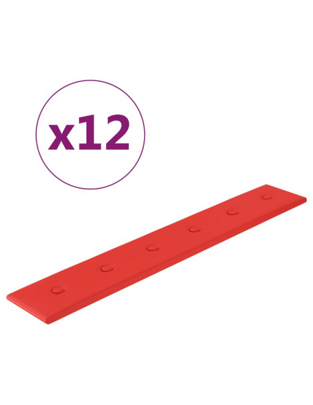 Pannelli Murali 12 pz Rossi 90x15 cm in Similpelle 1,62 m²