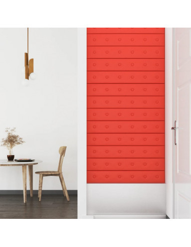 Pannelli Murali 12 pz Rossi 90x15 cm in Similpelle 1,62 m²