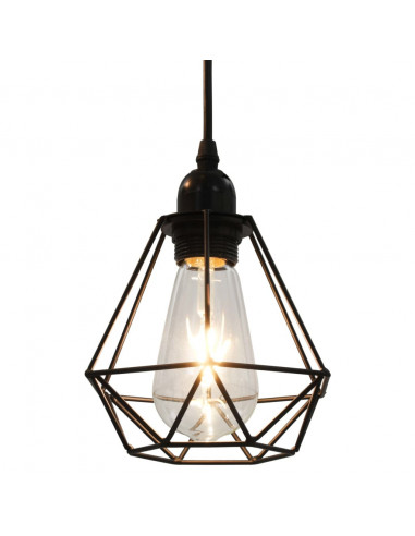 Lampadario con Design Diamante Nero 3 Lampadine E27