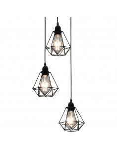 Lampadario con Design Diamante Nero 3 Lampadine E27 2