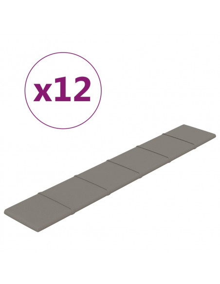 Pannelli Murali 12 pz Grigio Chiaro 90x15 cm Velluto 1,62 m²