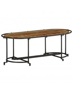 Tavolino da Salotto 110x55x40 cm in Legno Massello di Recupero 2