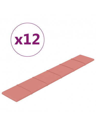 Pannelli Murali 12 pz Rosa 90x15 cm Velluto 1,62 m²